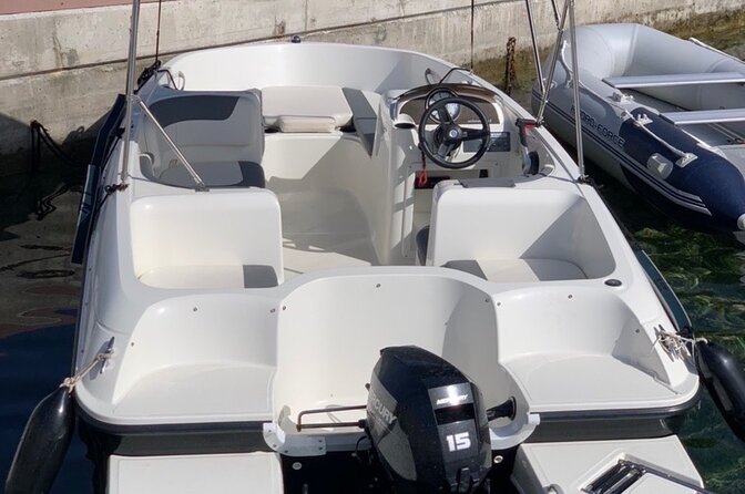 Bluemarine.me license free Bayliner Element E5 rental - Snorkeling and Swims: Included Gear and the Ladder Detail