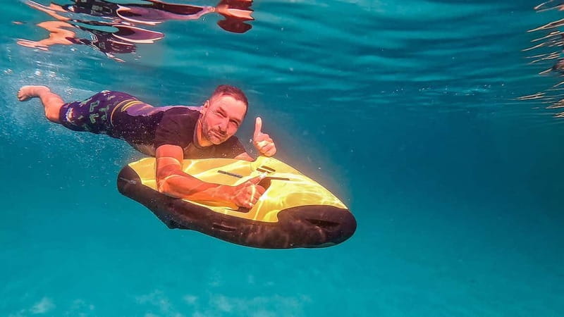 Can Picafort:Private Trip - Beach+Caves + Seabob -6 Person - Can Picafort start: getting oriented fast, then cruising the coastline