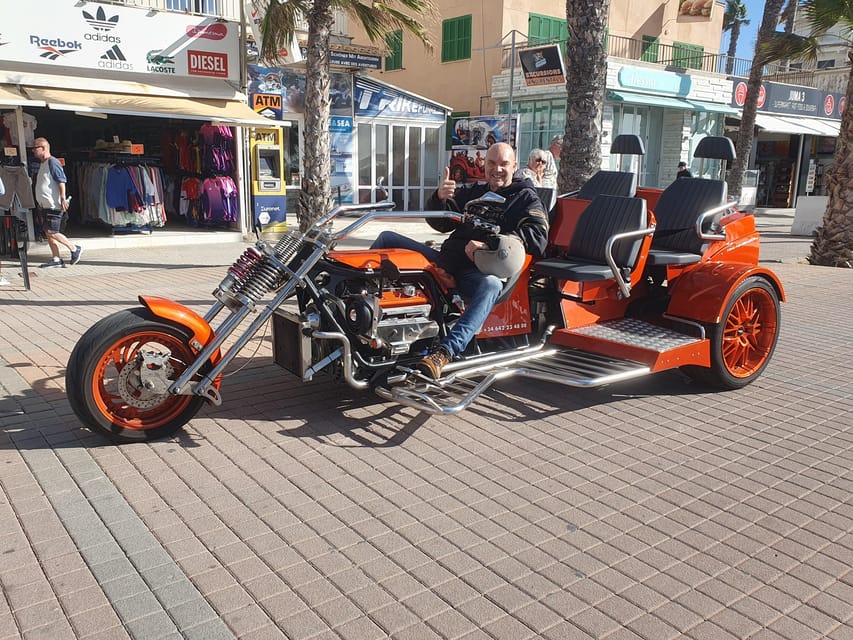 V8 Trike Tour mit Fahrer/Guide für max 4Gäste - Coastal start: Palma to Puerto Portals, then toward Cala Fornells
